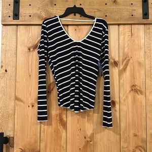 Lucylove backless long sleeve striped shirt NWT